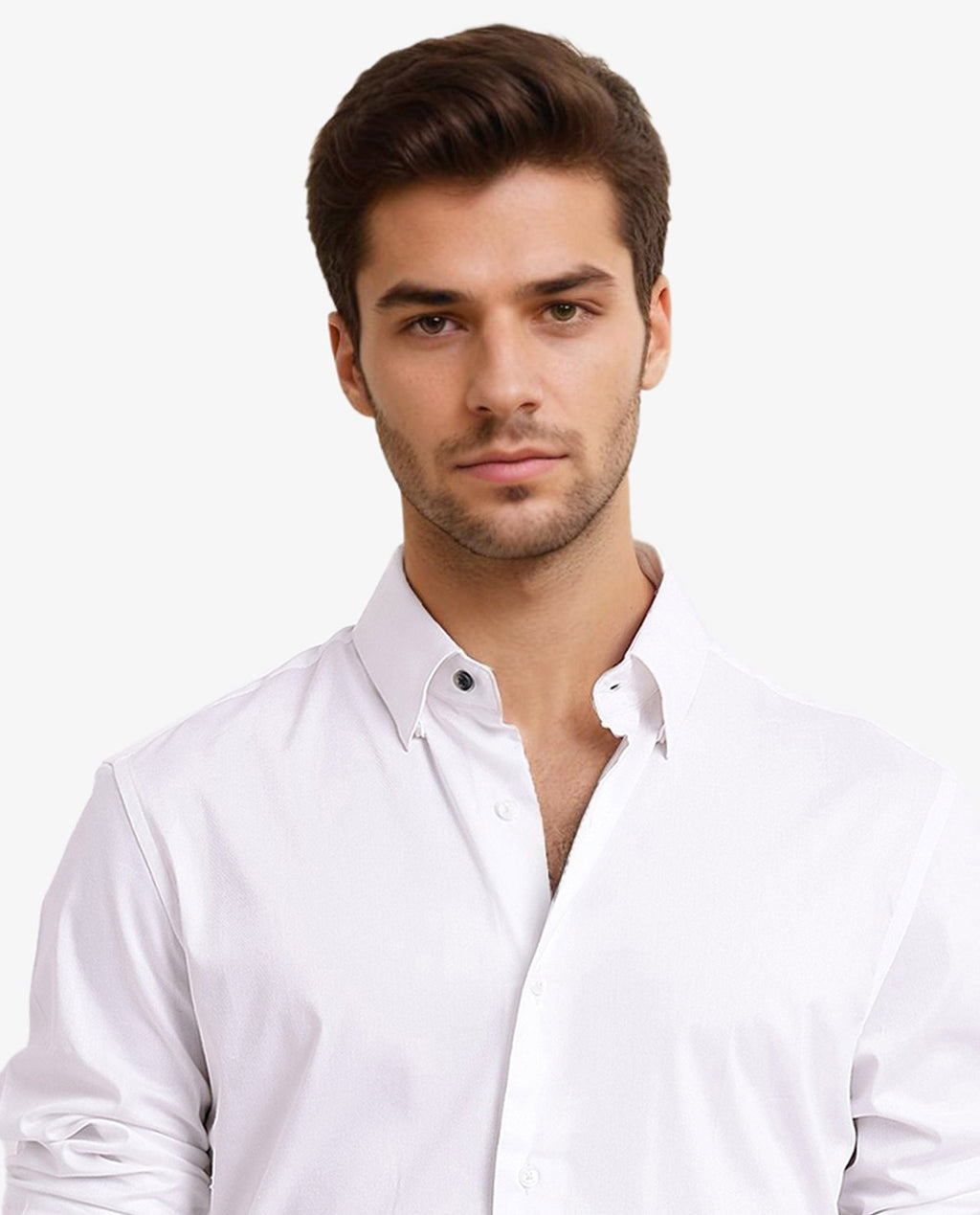 Rare Rabbit Men's Mawz White Cotton Blend Plain Regular Fit Full Sleeve Collared Shirt