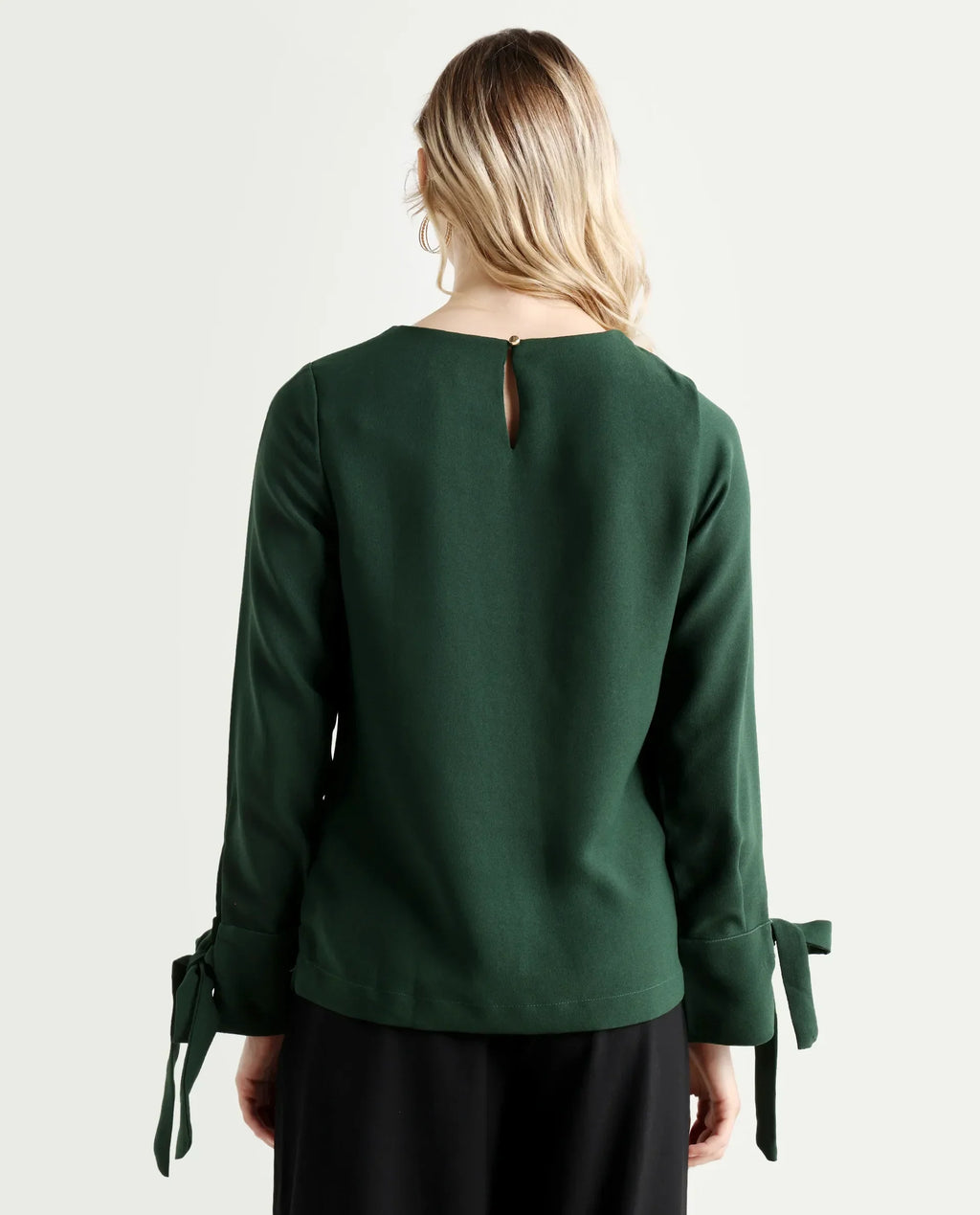 Rareism Women's Merach Green Polyester Boat Neck Plain Regular Fit Top