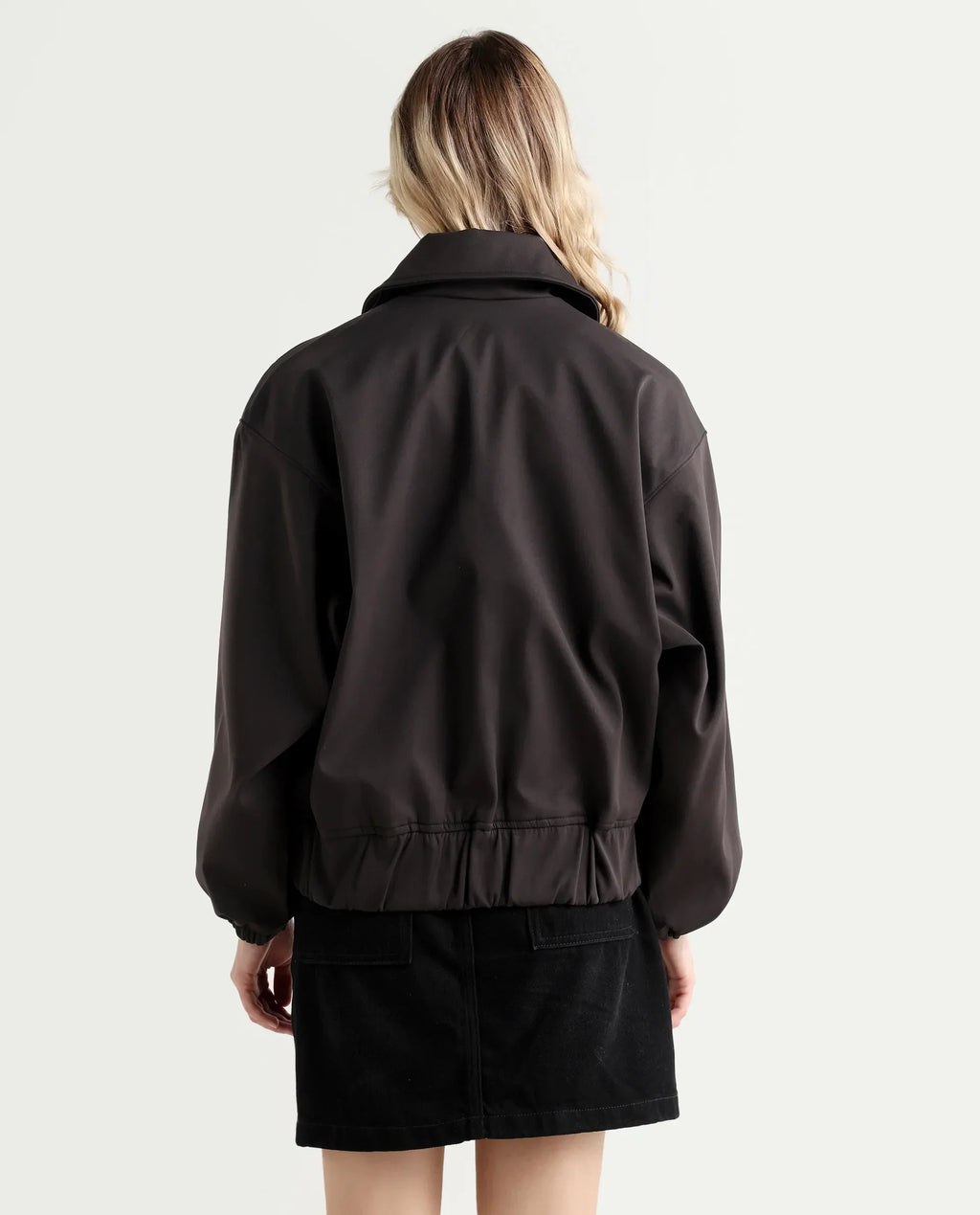 Rareism Women's Nacam Dark Grey Polyester Collared Neck Relaxed Plain Jacket