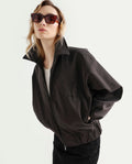 Rareism Women's Nacam Dark Grey Polyester Collared Neck Relaxed Plain Jacket