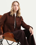 Rareism Women's Nikzo Brown Polyester Blend Spread Collar Regular Fit Jacket