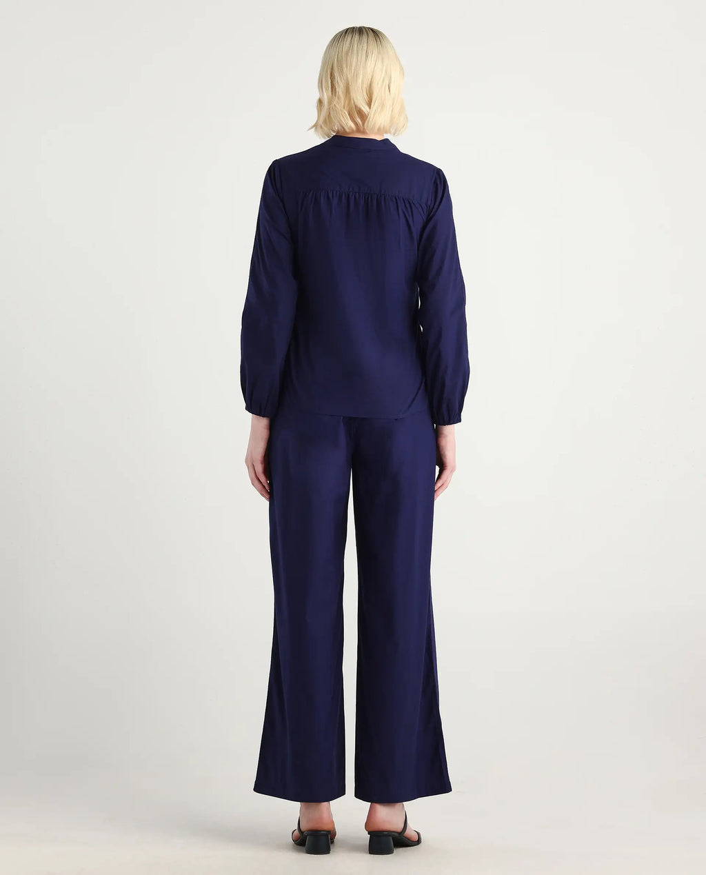 Rareism Women's Nucut-B Navy 100% Cotton Straight Fit Trouser