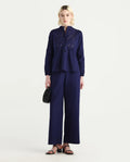 Rareism Women's Nucut-B Navy 100% Cotton Straight Fit Trouser