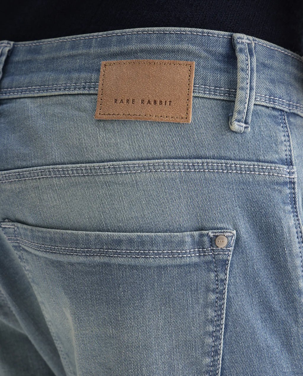 Rare Rabbit Men's Orsica Fluorescent Blue Cotton Plain Hawk Slim Fit Jeans