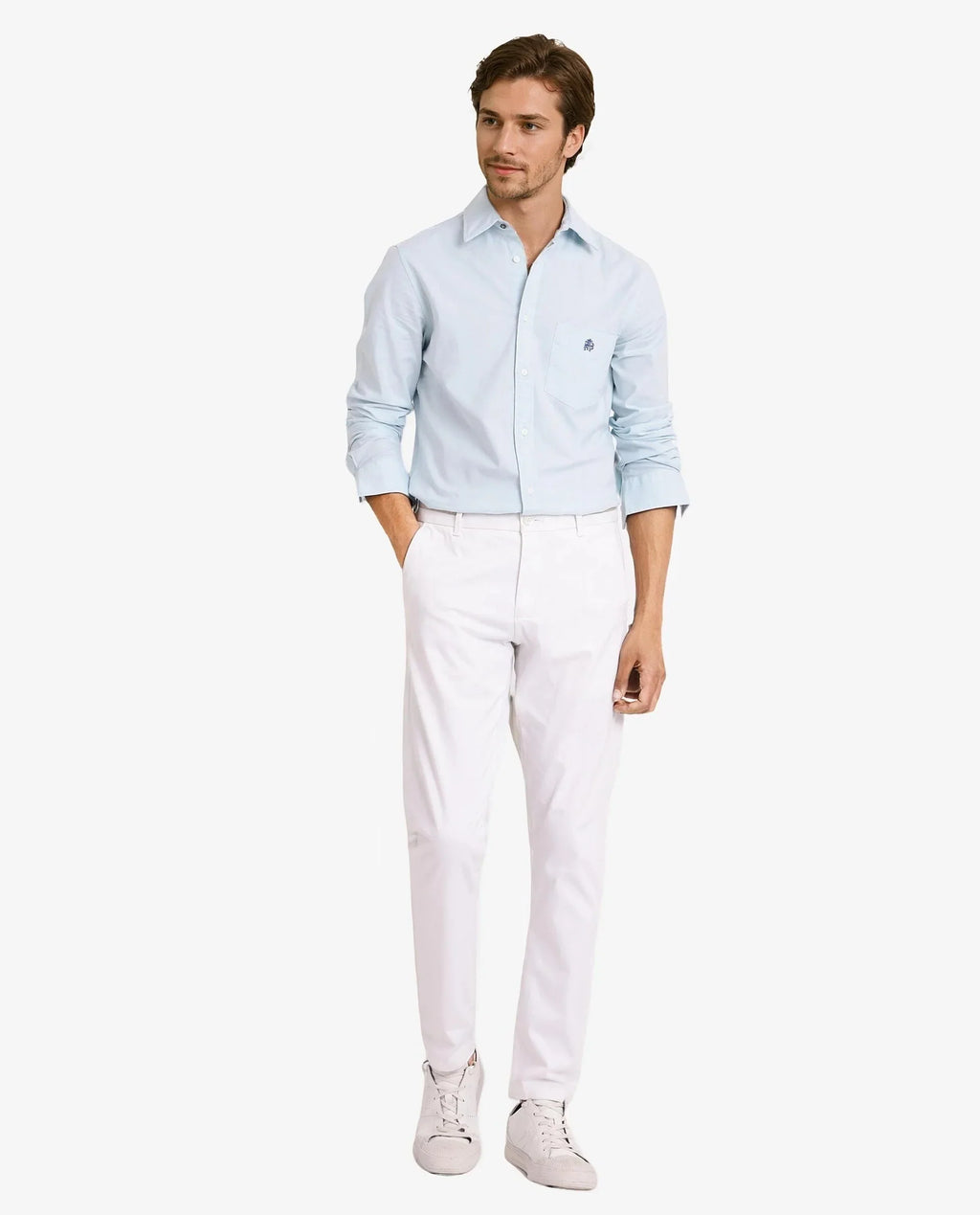 Rare Rabbit Men's Oxo Pastel Turq Cotton Blend Plain Regular Fit Full Sleeve Collared Shirt