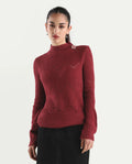 Rareism Women's Acrylic High Neck Plain Regular Fit Sweater