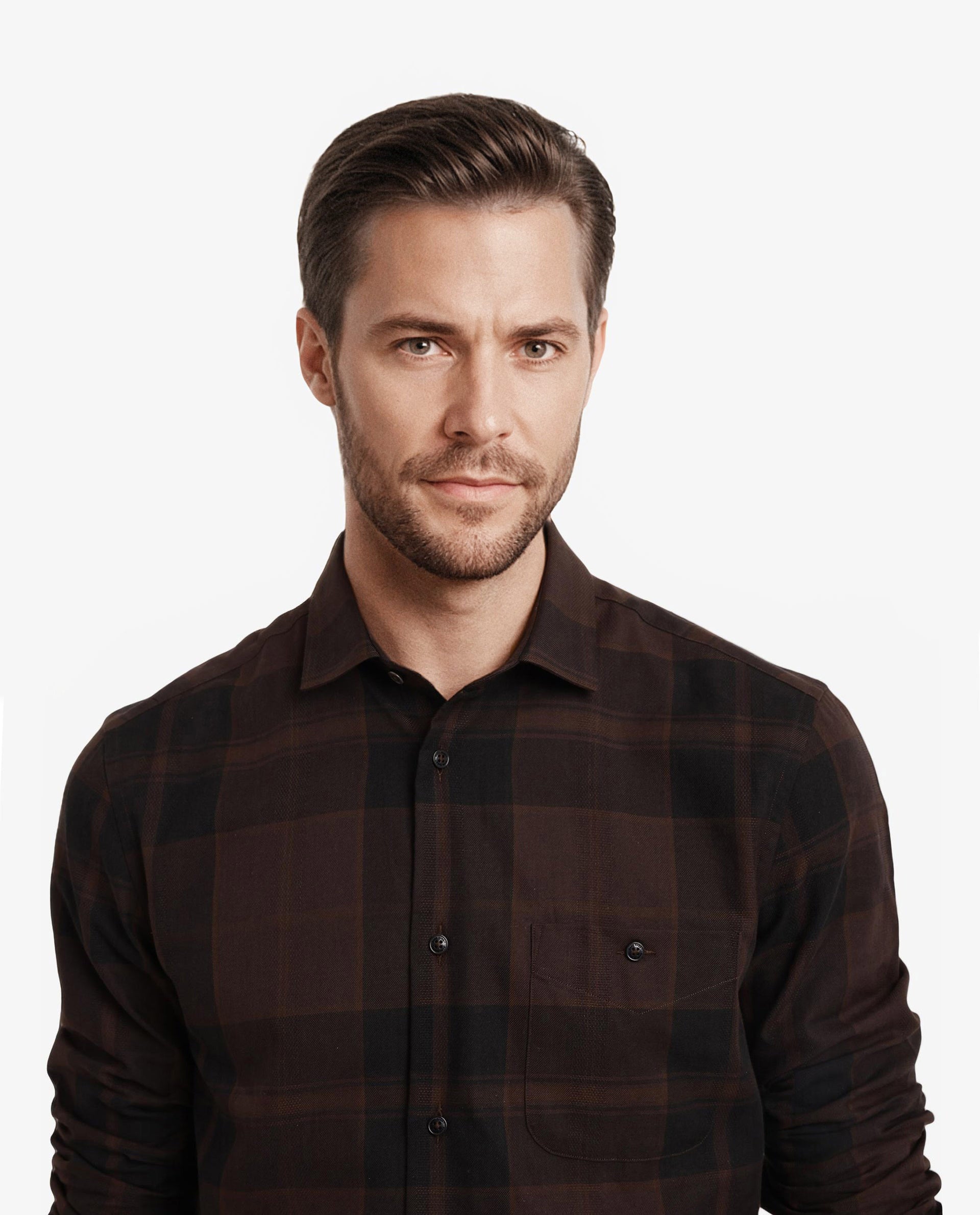 Rare Rabbit Men's Pyre Dark Brown Cotton Checked Print Regular Fit Full Sleeve Collared Shirt