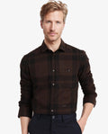 Rare Rabbit Men's Pyre Dark Brown Cotton Checked Print Regular Fit Full Sleeve Collared Shirt