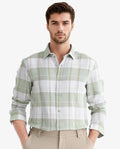 Rare Rabbit Men's Riga Green Cotton Checked Print Regular Fit Full Sleeve Collared Shirt
