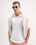 Rare Rabbit Men's Ritz White Cotton Plain Regular Fit Half Sleeve Polo