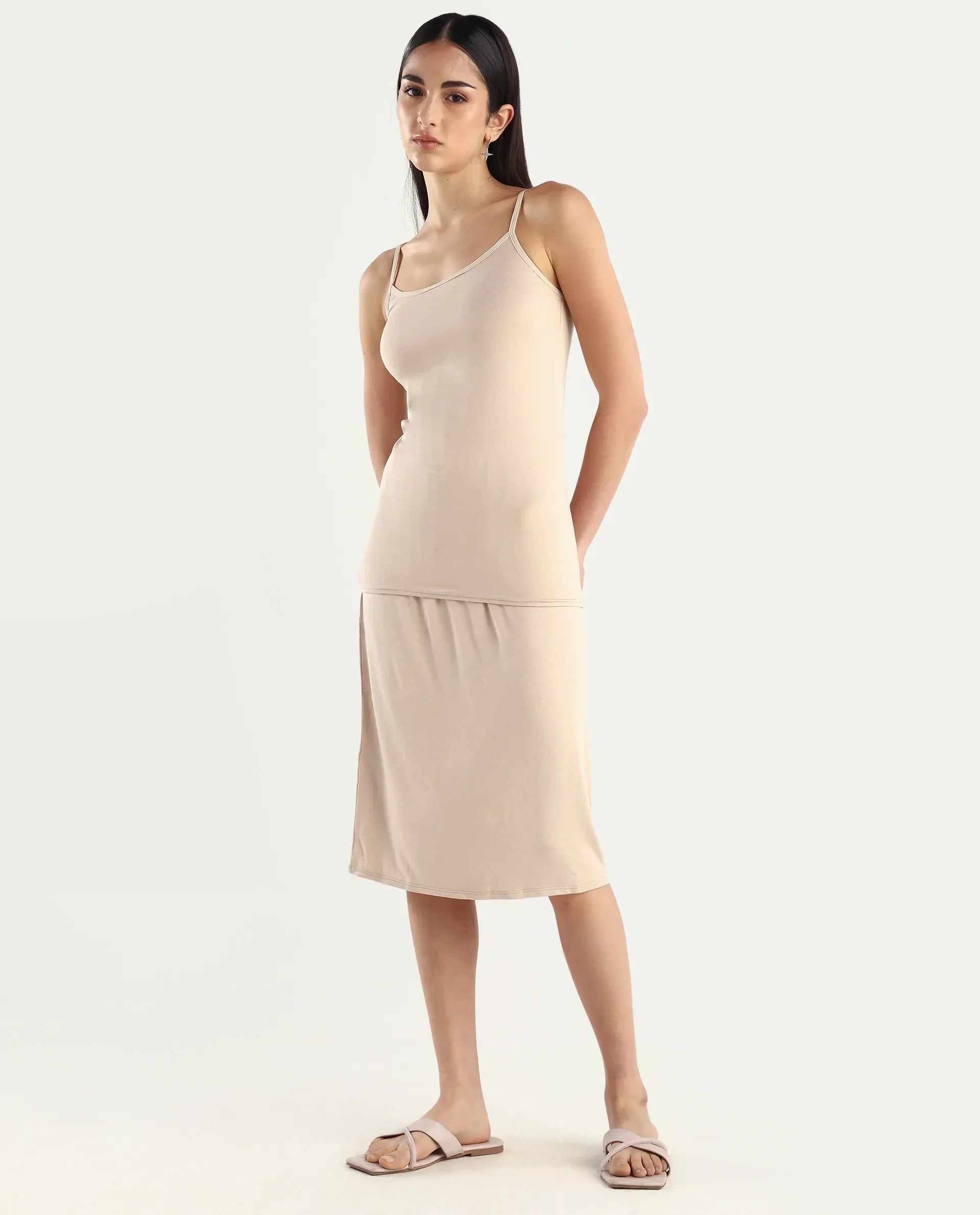 Rareism Women's Slipon Beige Shoulder Strap Plain Shoulder Strap Regular Fit Inner Wear