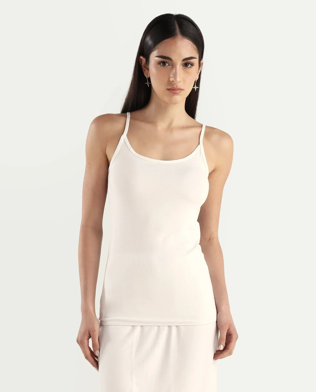 Rareism Women's Slipon White Shoulder Strap Plain Shoulder Strap Regular Fit Inner Wear Slip