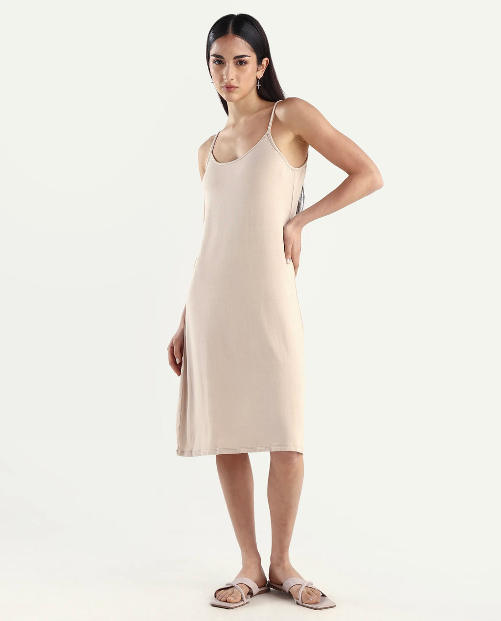 Rareism Women's Slippy Beige Shoulder Strap Plain Shoulder Strap Mini Straight Fit Inner Wear