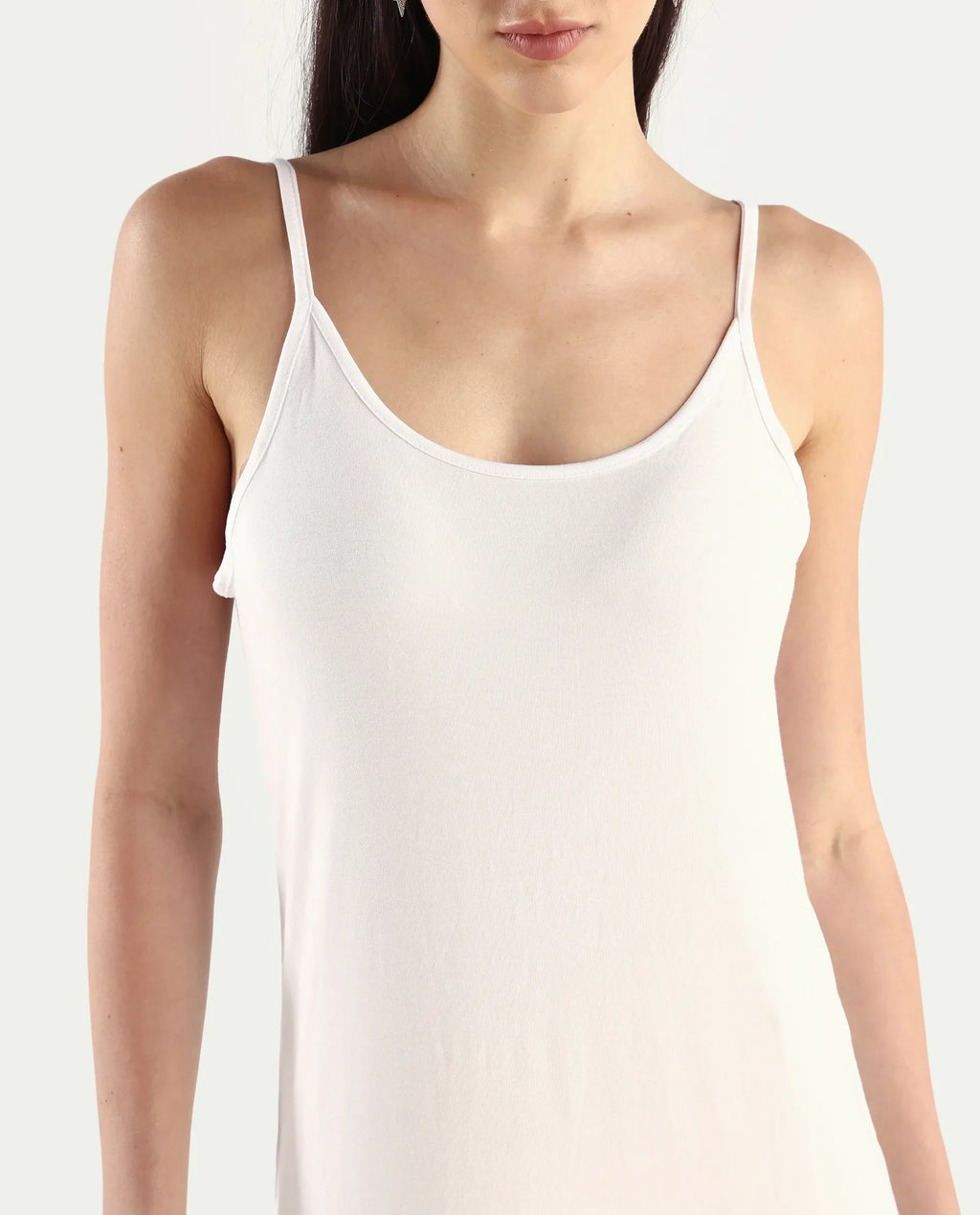Rareism Women's Slippy White Shoulder Strap Plain Shoulder Strap Mini Straight Fit Inner Wear