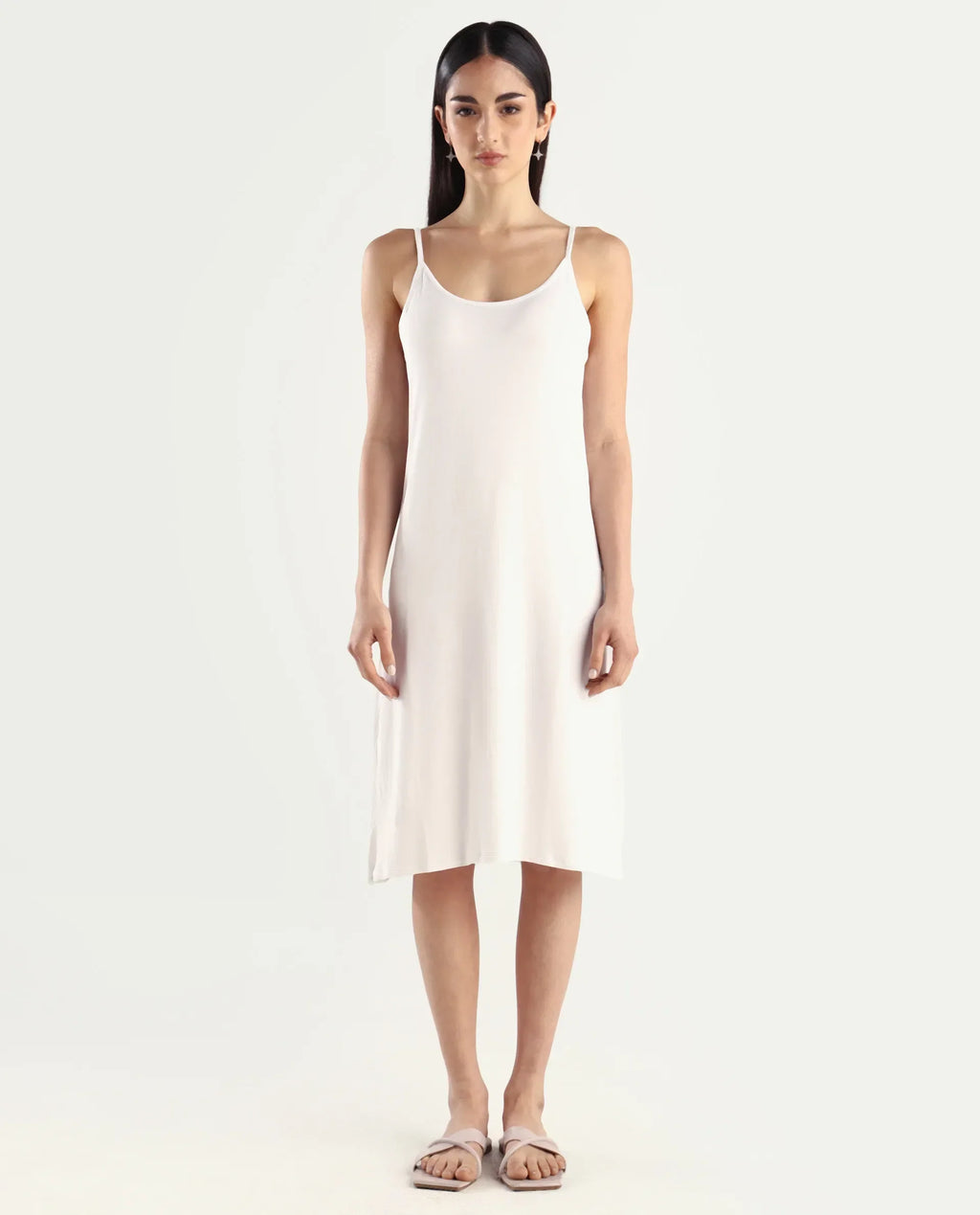 Rareism Women's Slippy White Shoulder Strap Plain Shoulder Strap Mini Straight Fit Inner Wear