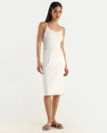 Rareism Women's Slippyaa White Shoulder Strap Plain Shoulder Strap Knee Length Straight Fit Inner Wear