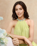 Rareism Women's Syrac Light Green Viscose Blend Halter Neck Plain Sleeveless Regular Fit Top