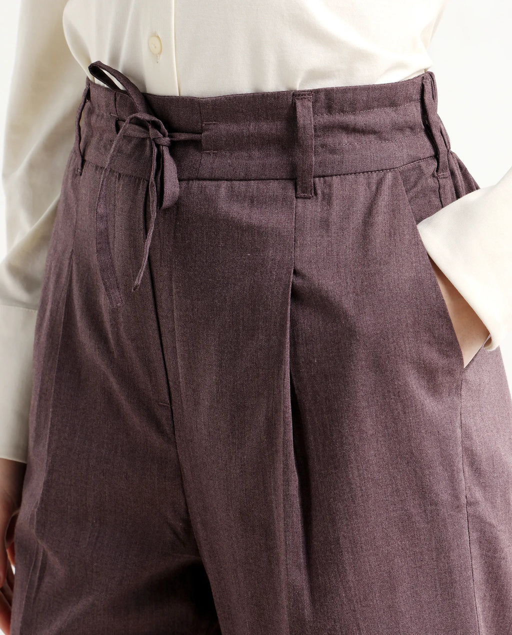 Rareism Women's Tiza Brown Polyester Blend Plain Ankle Length Straight Fit Trouser
