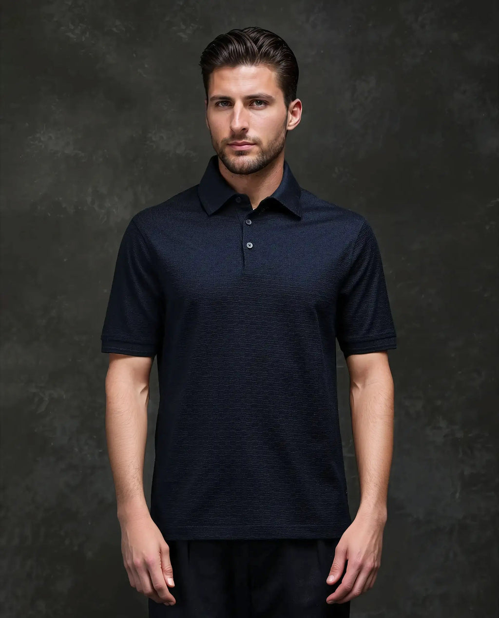 Rare Rabbit Men's Tosy Navy Cotton Plain Regular Fit Half Sleeve Polo