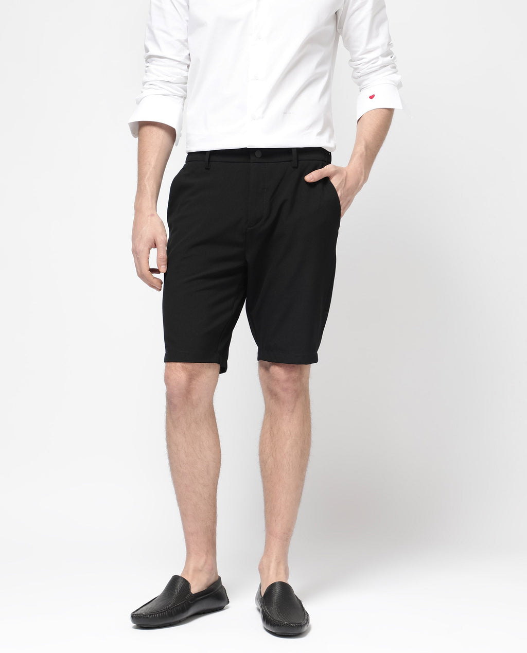 Rare Rabbit Men's Trip-1 Black Polyester Blend Plain Regular Fit Shorts