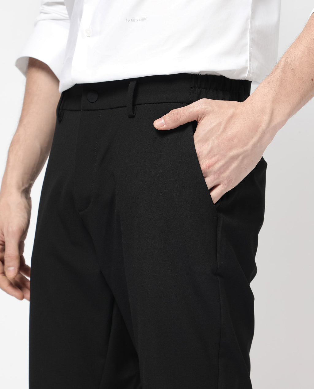 Rare Rabbit Men's Trip-1 Black Polyester Blend Plain Regular Fit Shorts