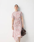 Rareism Women's Xem Multi Satin High Neck Paisley Print Midi Straight Fit Dress